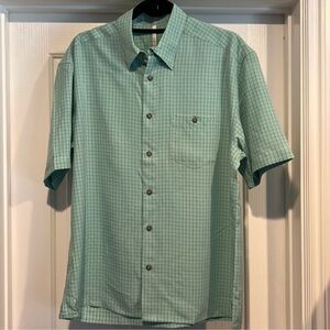 AXIS Men's Mint Green Checkered Button-up Short Sleeve Shirt L